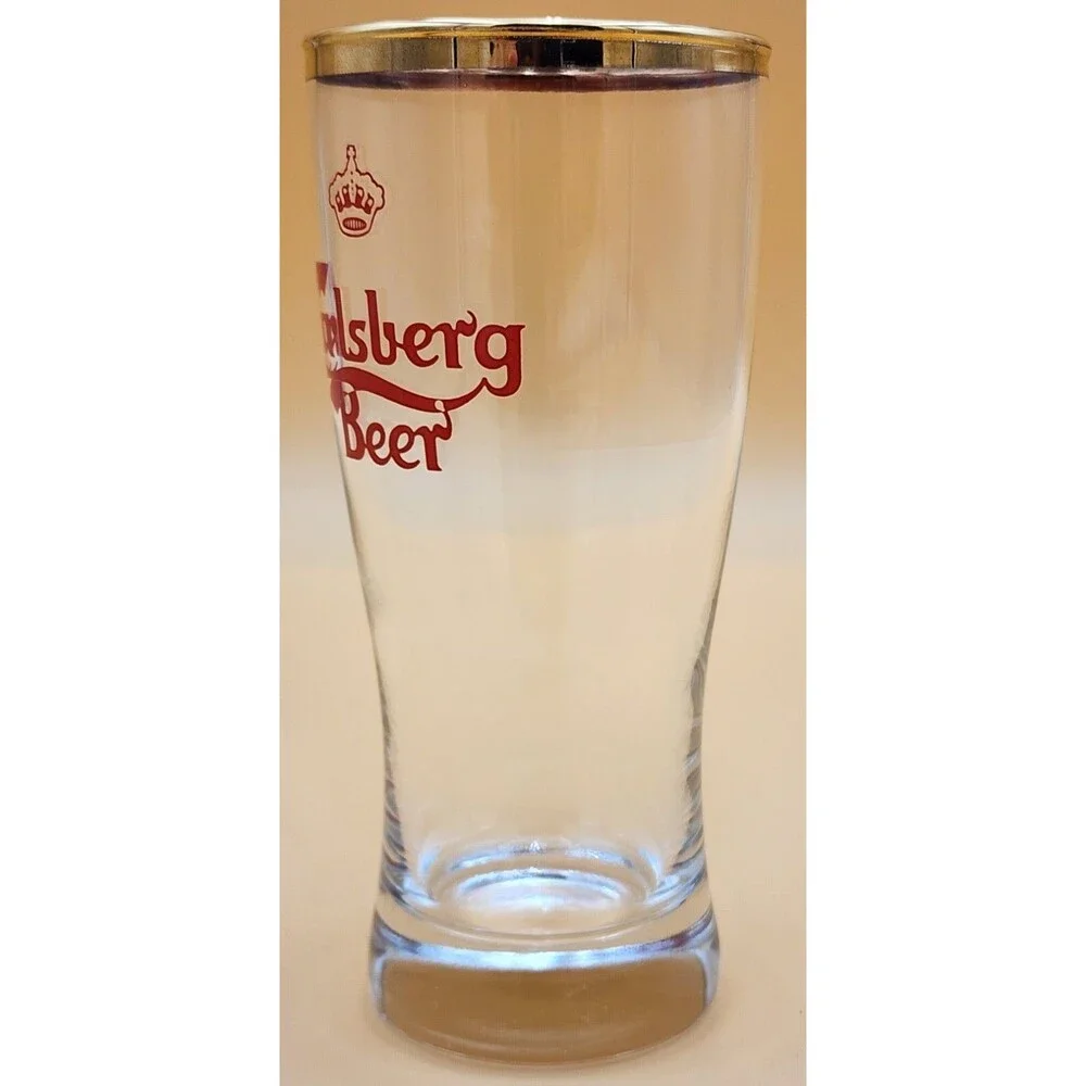 1970s Denmark CARLSBERG BEER Red Crown 12oz ACL Glass Tavern Trove